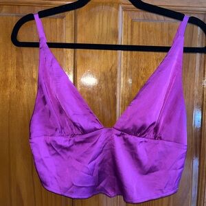 Garage Elegant Fuchsia Satin Crop Top